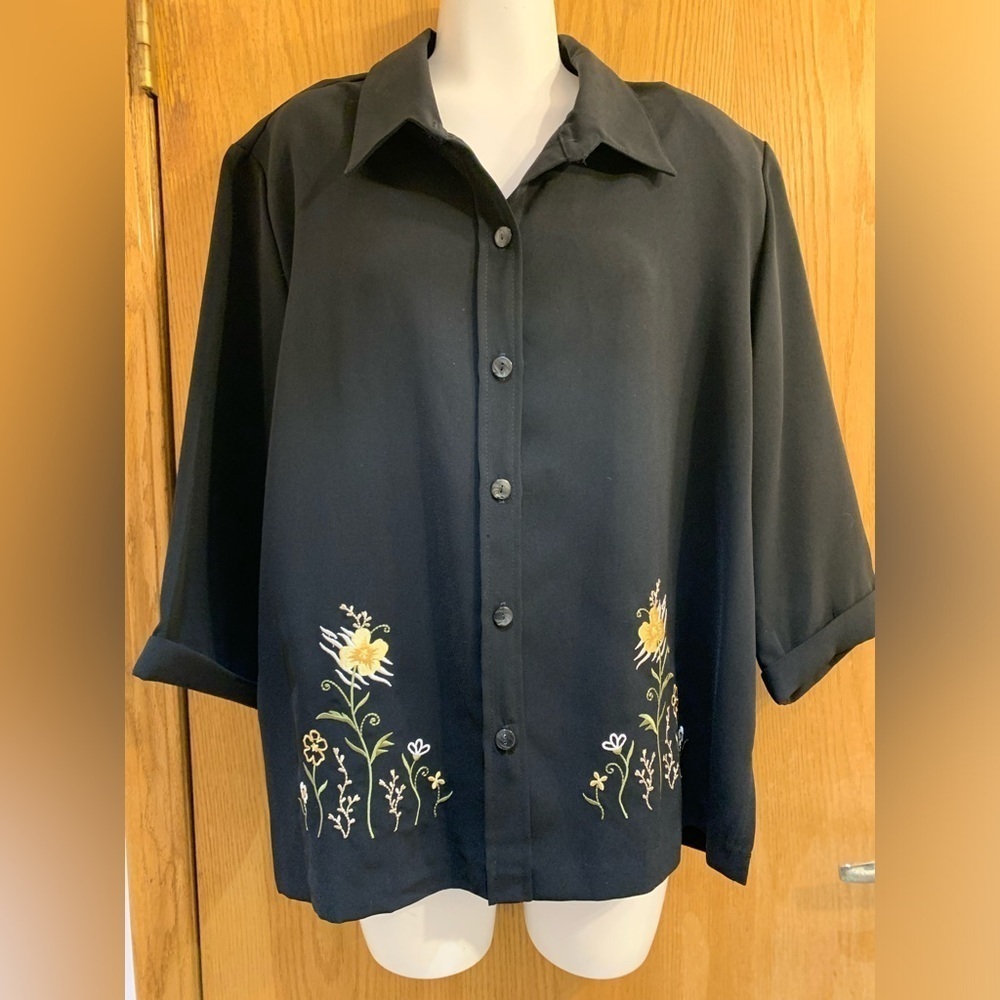 Peter Popovitch blouse embroidered flowers